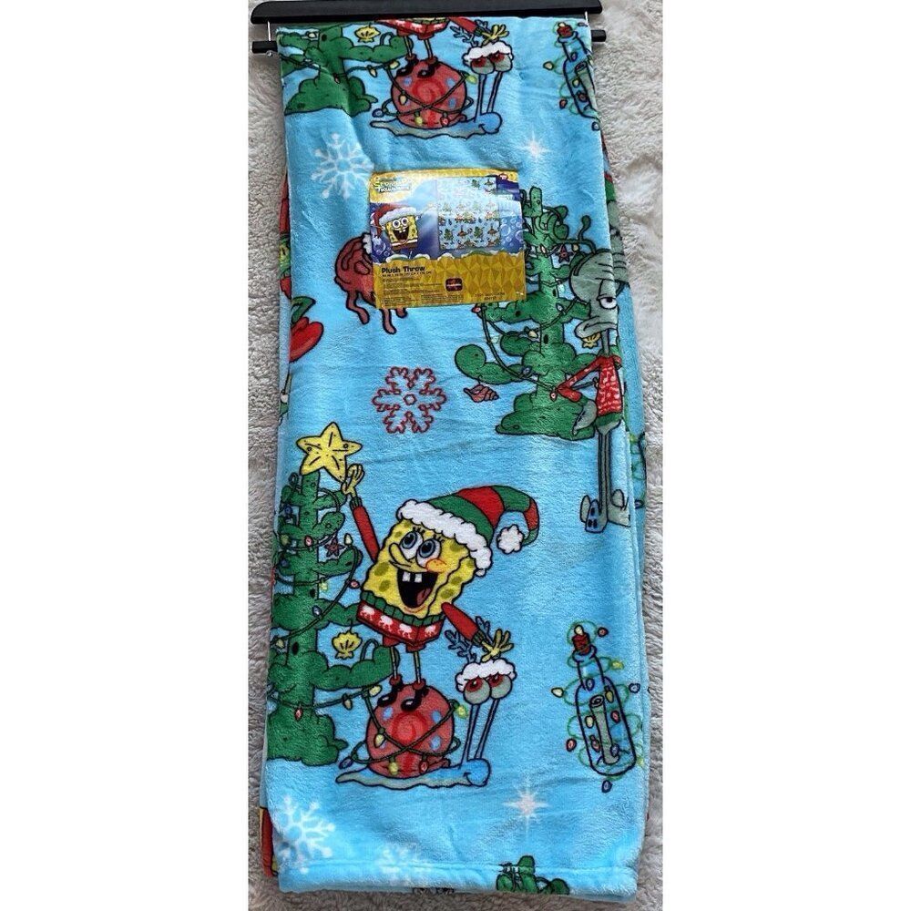 SpongeBob SquarePants Patrick Decorating Christmas Tree Blanket Throw 50 X 70”